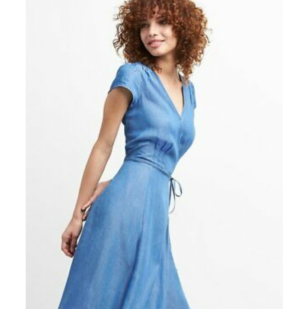 Gap TENCEL Short Sleeve Wrap Midi Dress
